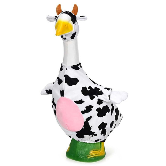 Honic Cow Goose Outfit Porch Cow Goose Clothes for 23" Lawn High Cement or Plastic Goose for Outdoor Garden Yard Patio Statue Spring Decor