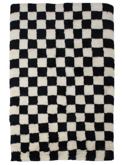 Checkmate Shag Rug, Black, 2 x 3