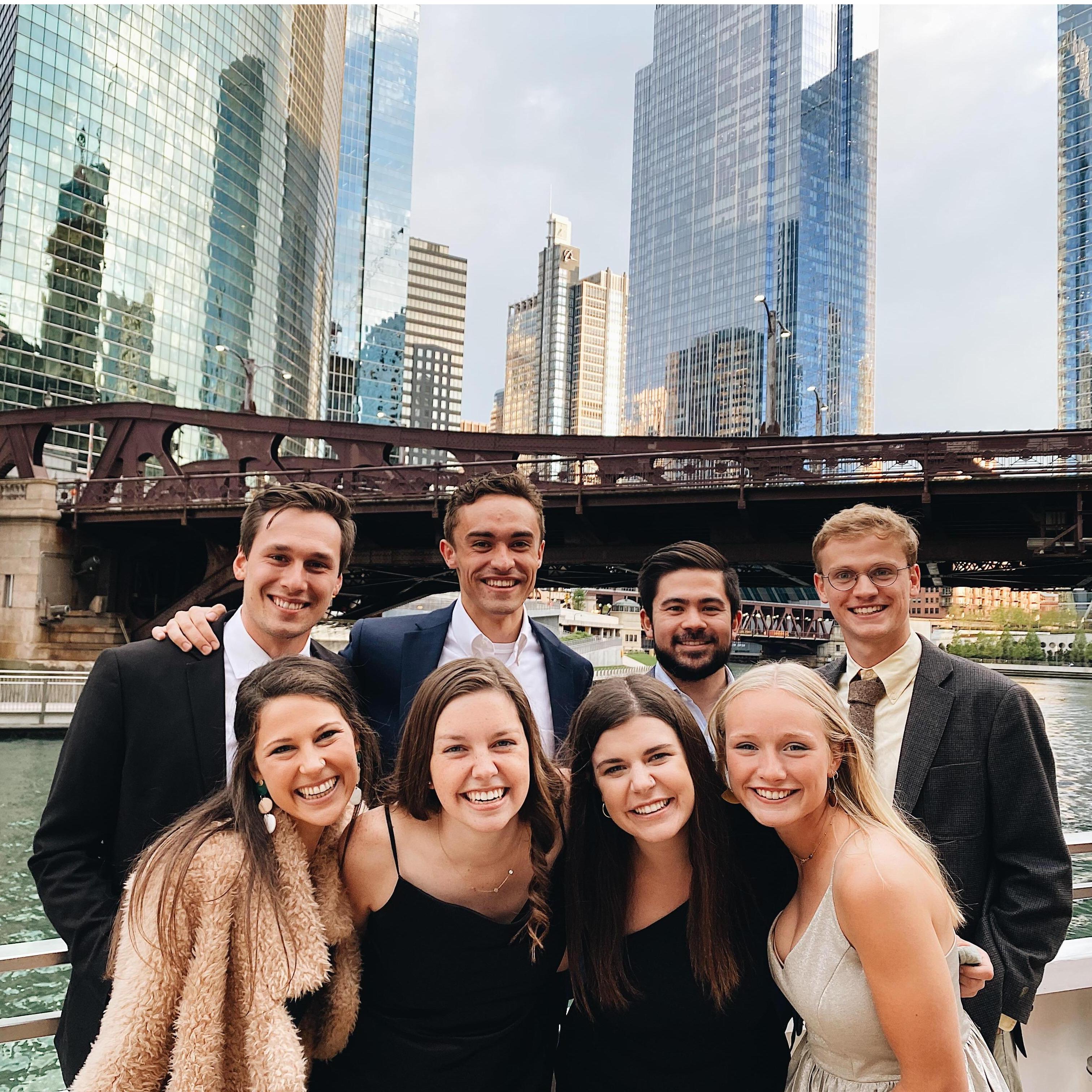 To celebrate graduation, Grace's class hosted a dinner cruise in Chicago! Pictured here are Grace's college roommates and their, then, boyfriends! 
Circa. May 2021
Chicago, IL