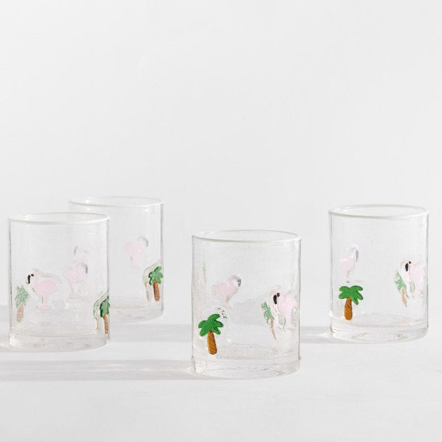 Flamingo Icon Tumblers, Set of 4 - Pink
