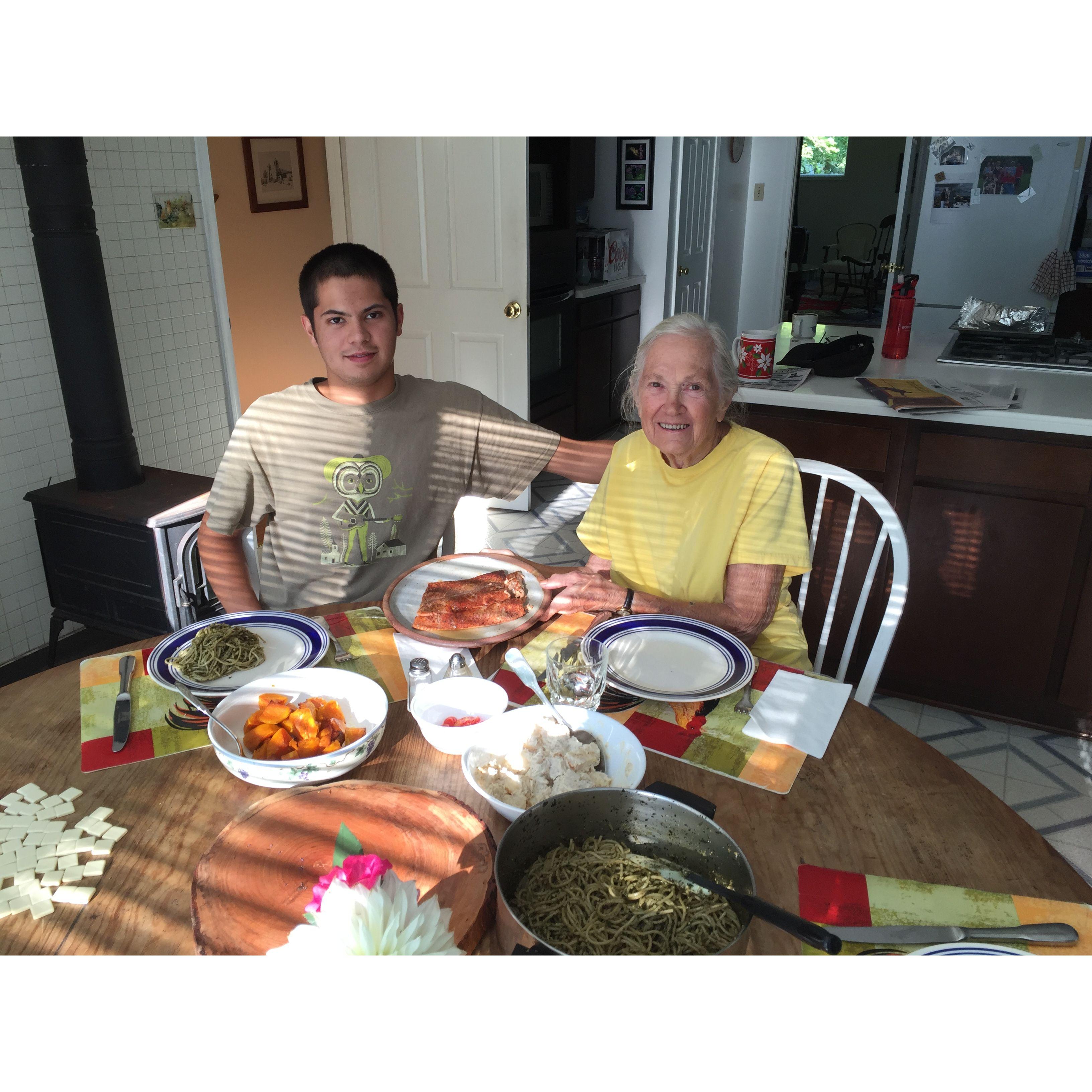 Rob and his grandmother, Margaret "Peg", on a visit to her home in Boyds Maryland in 2016 with Maggie.