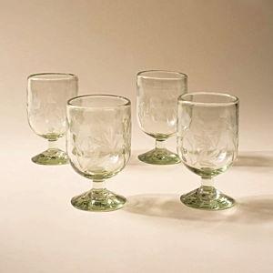 Etched Thistle Glassware - Wine Glass Set of 4 Clear