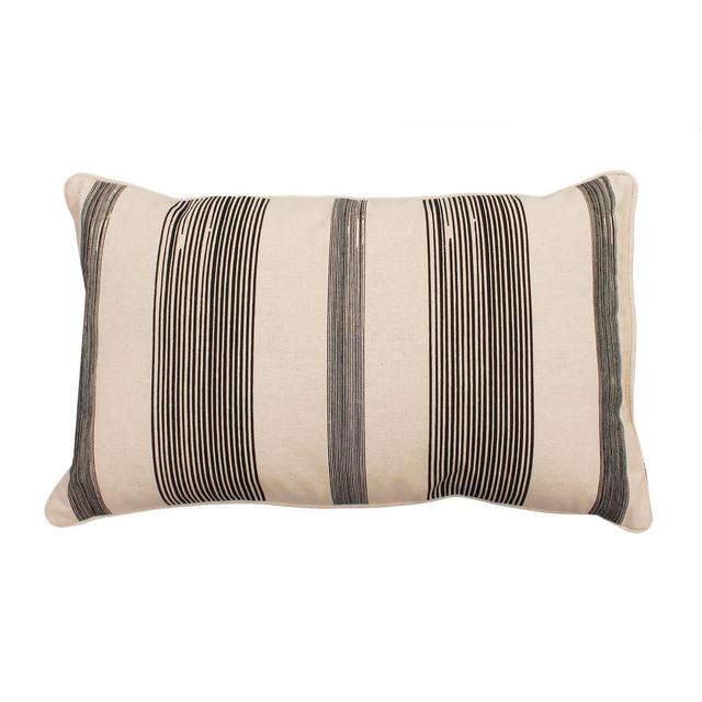 Levi Stripe Lumbar Throw Pillow Black - Décor Therapy