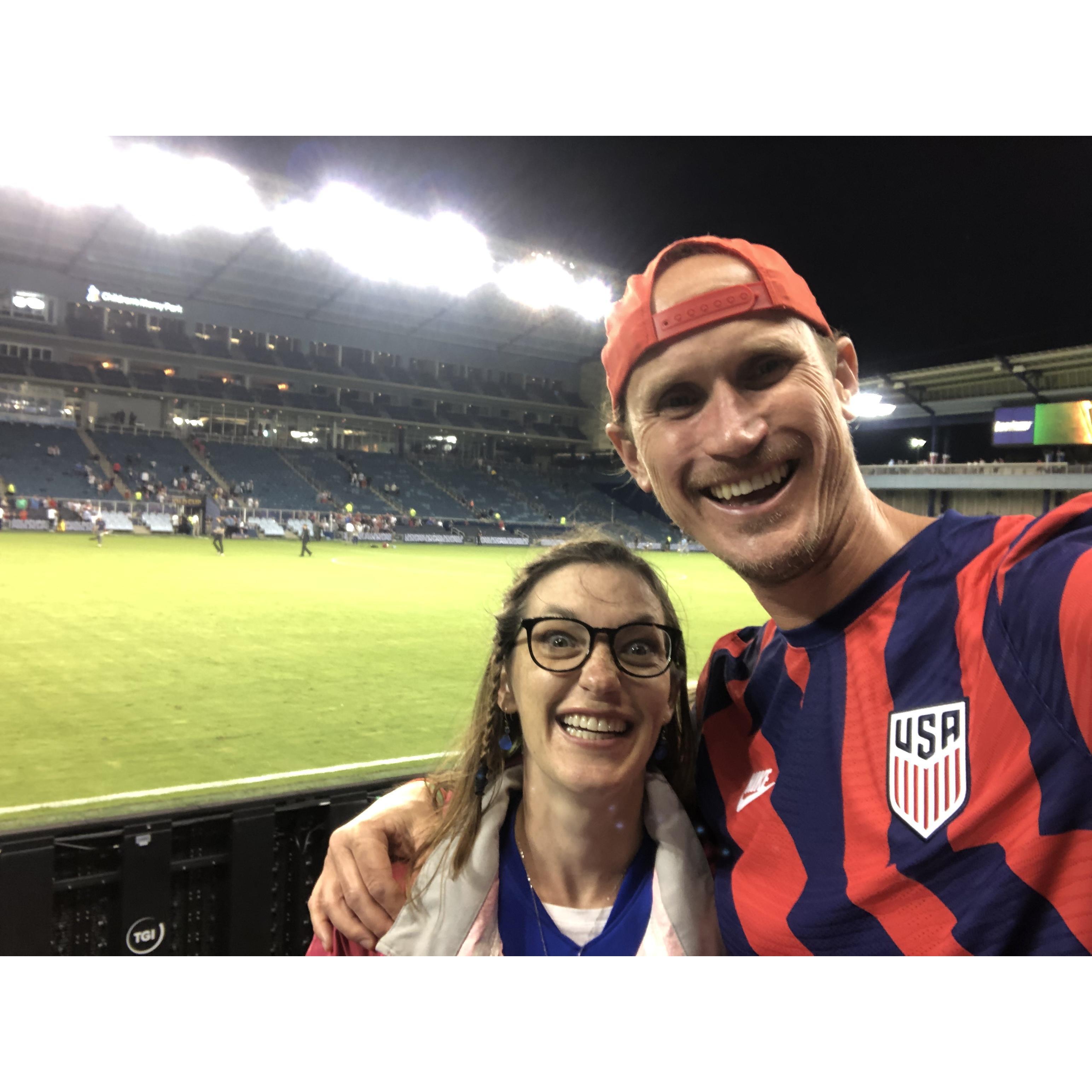 John and Jenny having fun at a USA Men’s Soccer game. We are wacky!