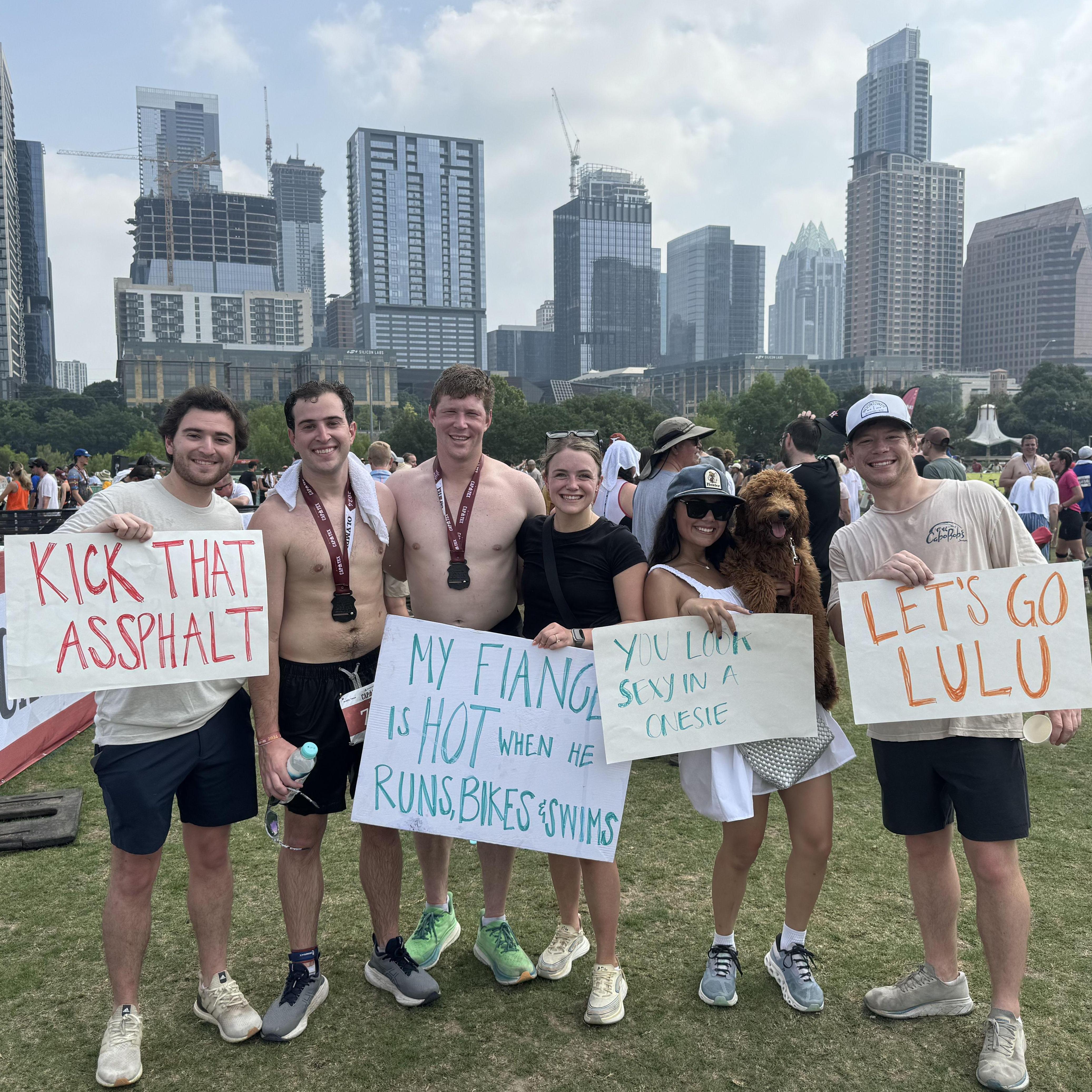 After running a half marathon together, Brooks took it up a notch and finished a triathlon! Brooke was his biggest cheerleader!