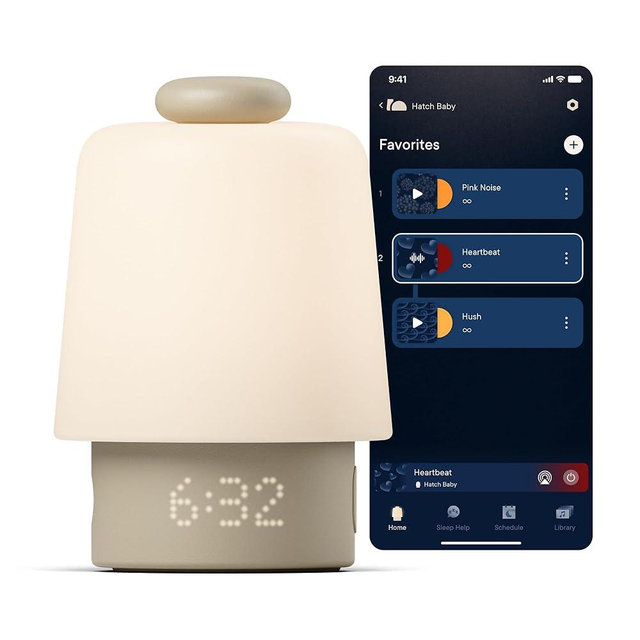 Hatch Baby Sound Machine, Night Light | Hatch Baby Model | Sleep Support | Registry Essential, Routine Builder, Time-to-Rise Alarm Clock, White Noise, Nursery Stories, Toddler Kids (Wi-Fi), Greige