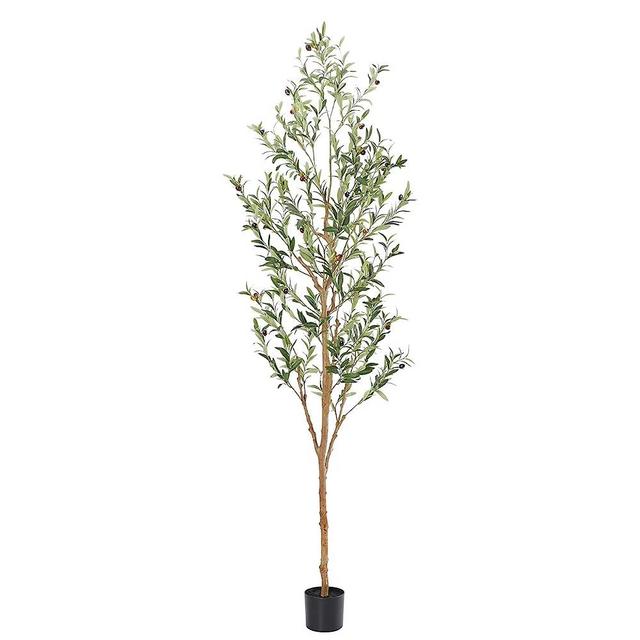 Bellacat Faux Olive Tree 7ft，Olive Trees Artificial Indoor with Natural Wood Trunk and Realistic Leaves and Fruits. 7 Feet(84in) Fake Olive Tree for Home House Office Décor.