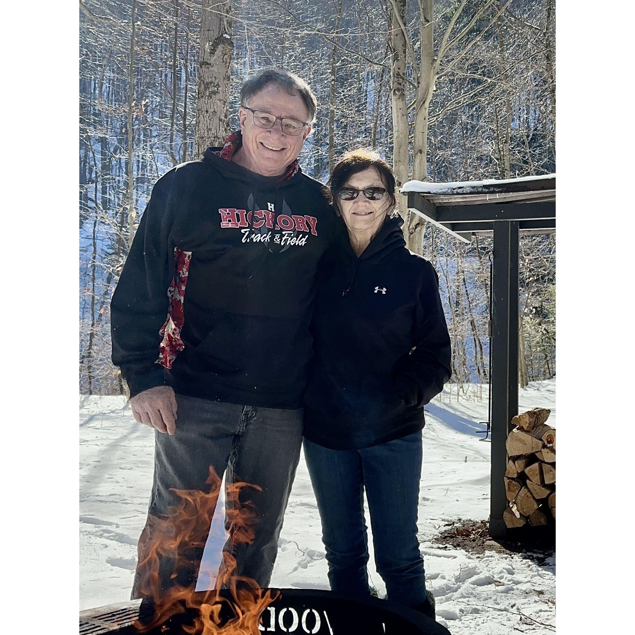 We both love bonfires and the outdoors, this time while looking for elk in Bennezette.