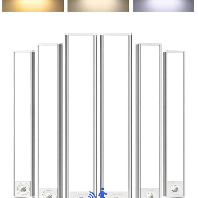 AMETHEUS 10inch Under Cabinet Lighting, 6-Pack Rechargeable Motion Sensor Light Indoor, Magnetic Closet Lights, Dimmable & 3 Color Temps, Wireless Under Counter Lights for Kitchen, Stairs