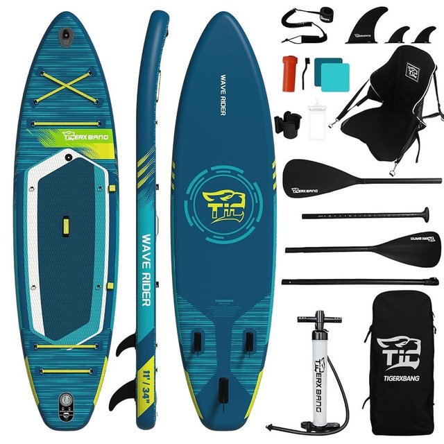 TIGERXBANG 11'6"/11'/10' Inflatable Paddle Board with Complete Accessories, Versatile Premium Paddle Boards for Adults/Youth, Stand Up Paddle Board Polar/Wave/Sunny Wave Collection
