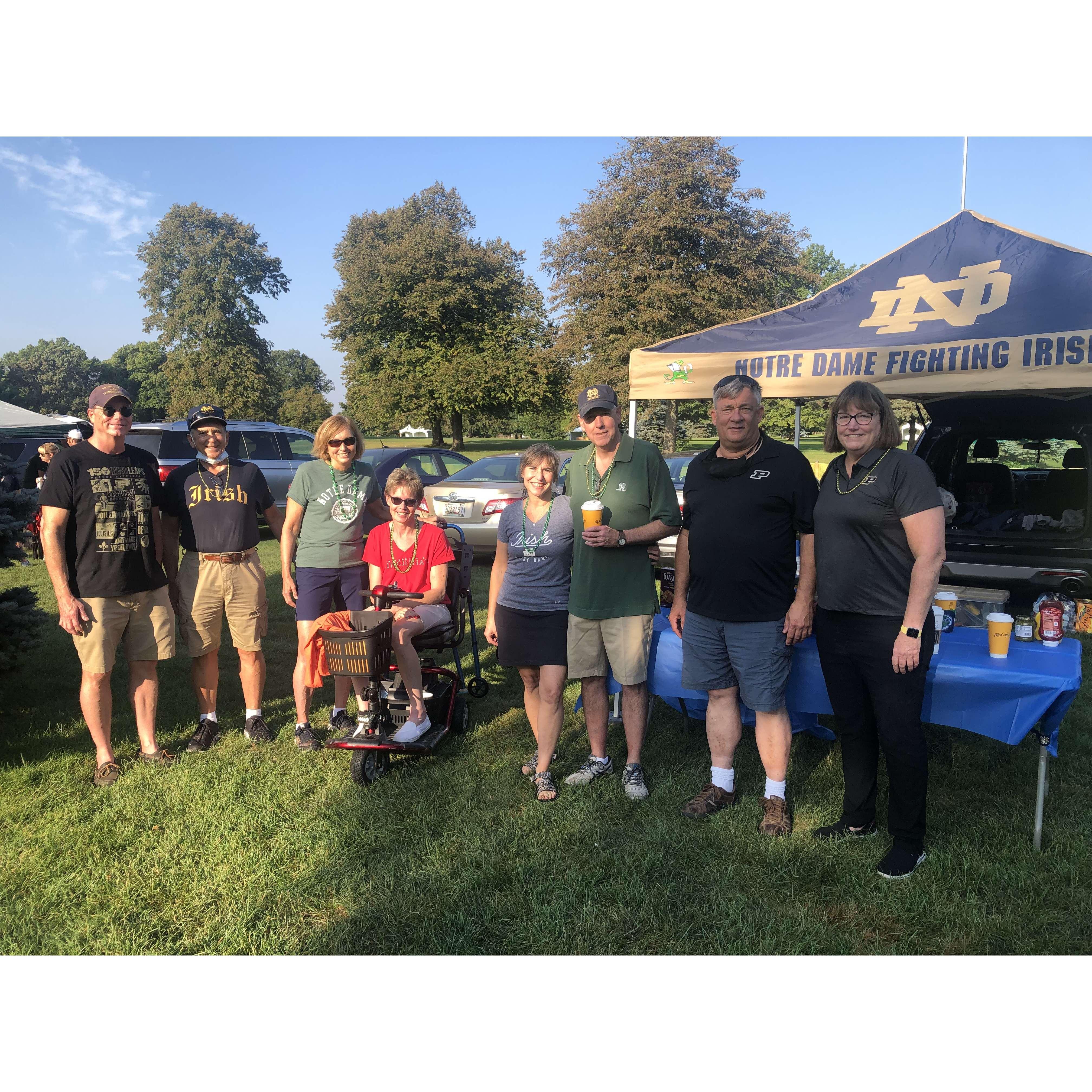 Tailgating at a Notre Dame football game with Steve's siblings!! Go Irish!