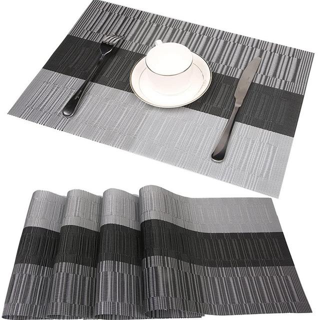 famibay Bamboo PVC Weave Placemats Non-Slip Kitchen Table Mats Set of 4-30x45 cm (Color 6)