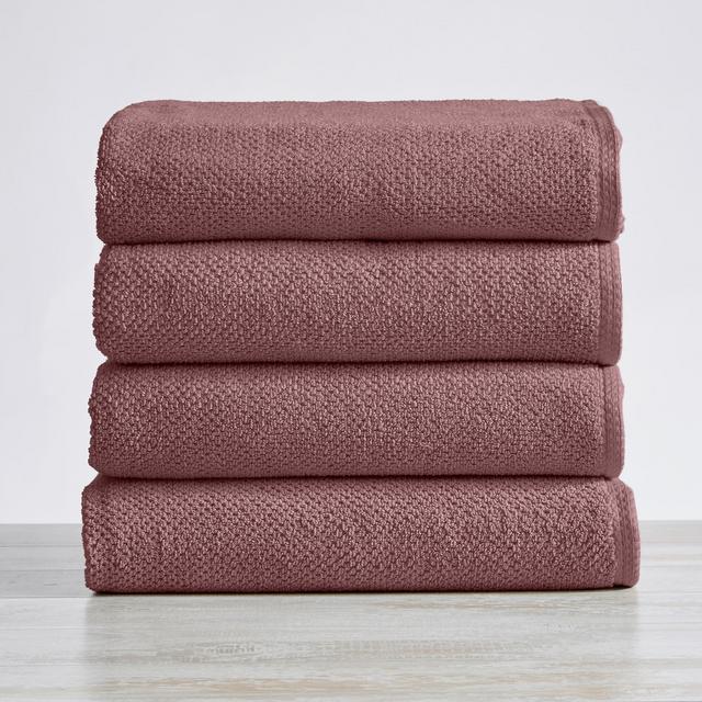 100% Cotton Quick Dry Popcorn Textured Bath Towel Set , Desert Rose) - Great Bay Home
