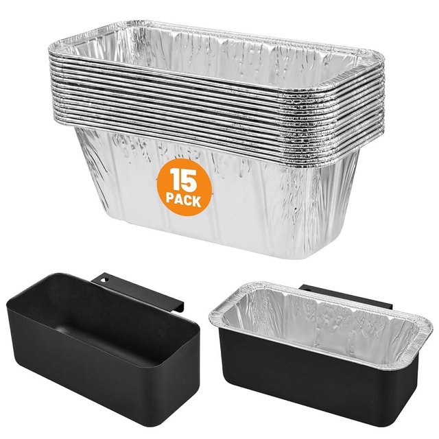 Griddle Grease Catcher for Blackstone Griddles 17'' 22'' 28'' 30'' 36'' with 15 Pack 5017 Blackstone Grease Cup Liners, Aluminum Foil Drip Pan Liner Grill Grease Tray, Blackstone Griddle Replacement