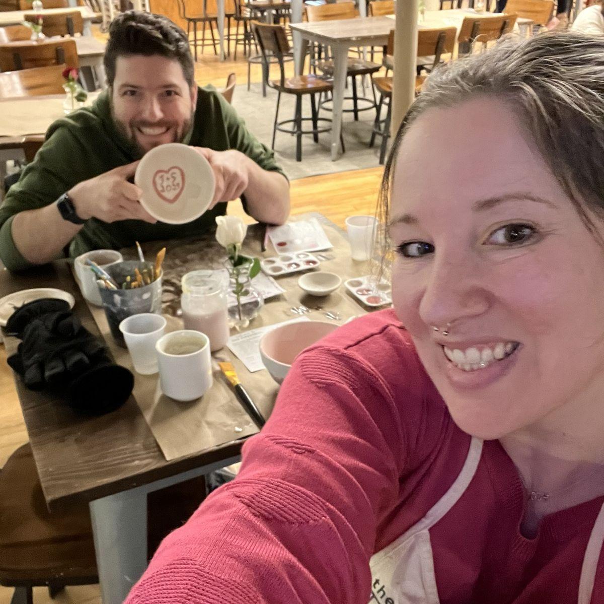 Pottery painting date night at Firestone in Manchester, CT - Feb 2024