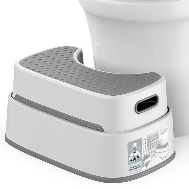 MR.SIGA Toilet Stool Squat Adult, Bathroom Stool Heavy Duty, Anti Slip Toilet Step for Bathroom, Toddler Step Stool for Kids