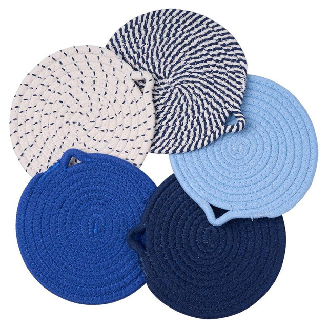 7.3" Blue Trivets - Heat Resistant Pot Holders for Hot Dishes & Kitchen Island Decor