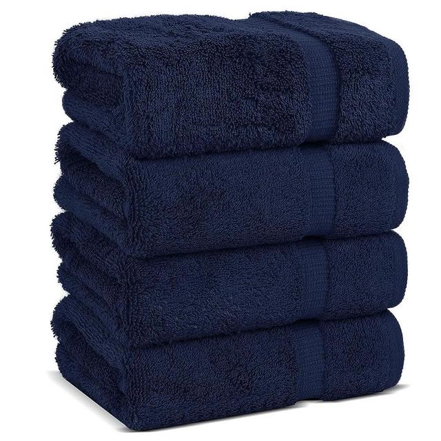 Chakir Turkish Linens 100% Cotton Premium Turkish Towels for Bathroom | 16'' x 30'' (4-Piece Hand Towel, Navy Blue)
