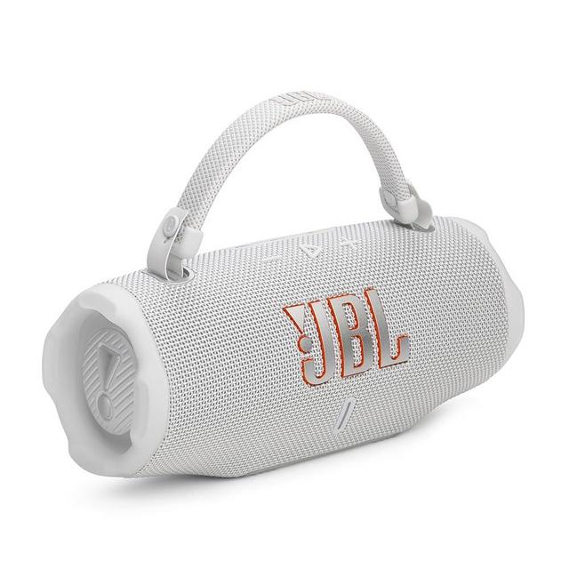 JBL Charge 6 - Portable Waterproof & Drop-Proof Bluetooth Speaker, Bold Pro Sound with AI Sound Boost, 28Hrs of Playtime, Built-in powerbank & Comes with a Sturdy/Removable Carrying Strap (White)