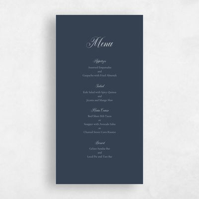 Navy, Blue Wedding Menu - Henderson
