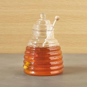 Beehive Glass Honey Jar with Wood Dipper