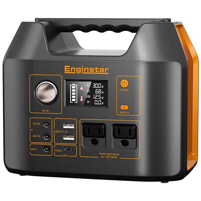 EnginStar Portable Power Station, 300Watt Portable Power Bank with AC Outlet for Outdoors Camping Travel Hunting Emergency Use, 80000mAh Power Supply for CPAP Machine