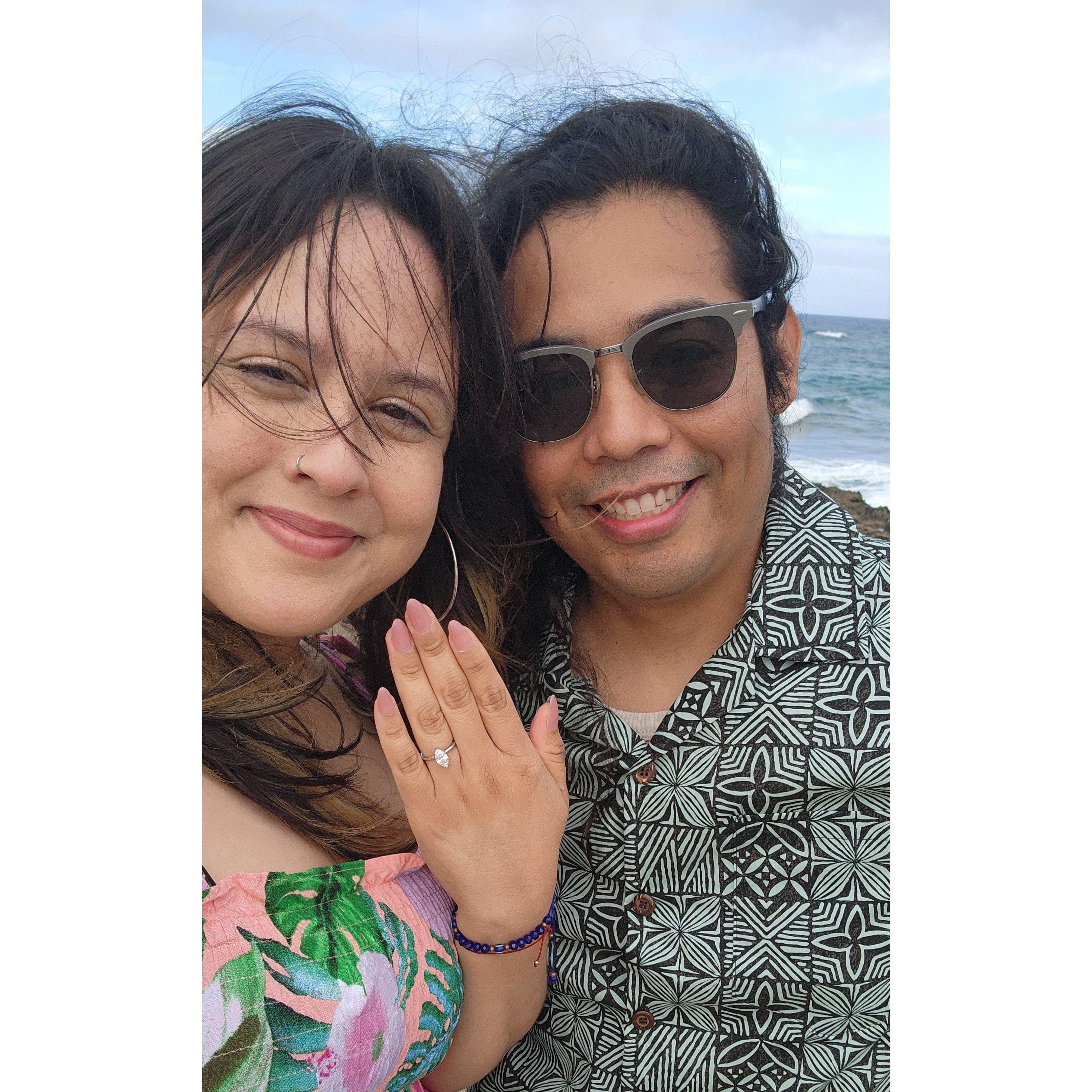 Vaneza said "yes!" at Lāʻie Point, Hawaii