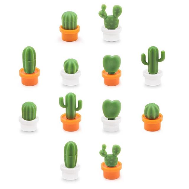 HAUTOCO Decorative Refrigerator Magnets Fridge Magnets, 12Pcs Mini Plant Fridge Magnets Cactus Whiteboard Magnets Locker Accessories Push Pin Magnets for Magnet Boards Fridge School Home Office Decor
