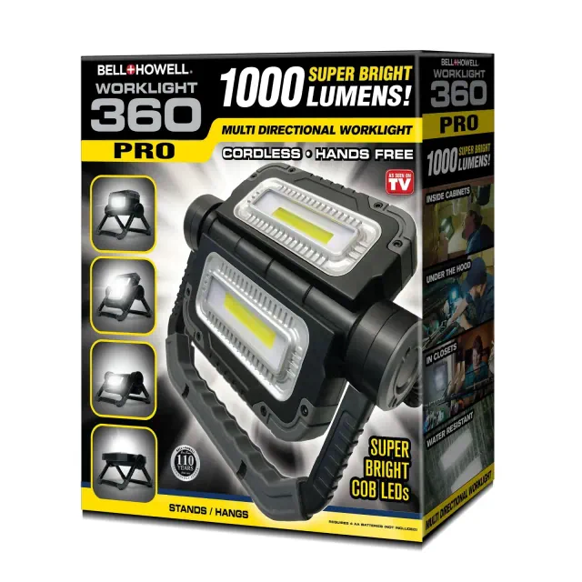 Bell + Howell 360 Pro Multidirectional Worklight – 1000 Lumens, Cordless, Portable LED Task Light