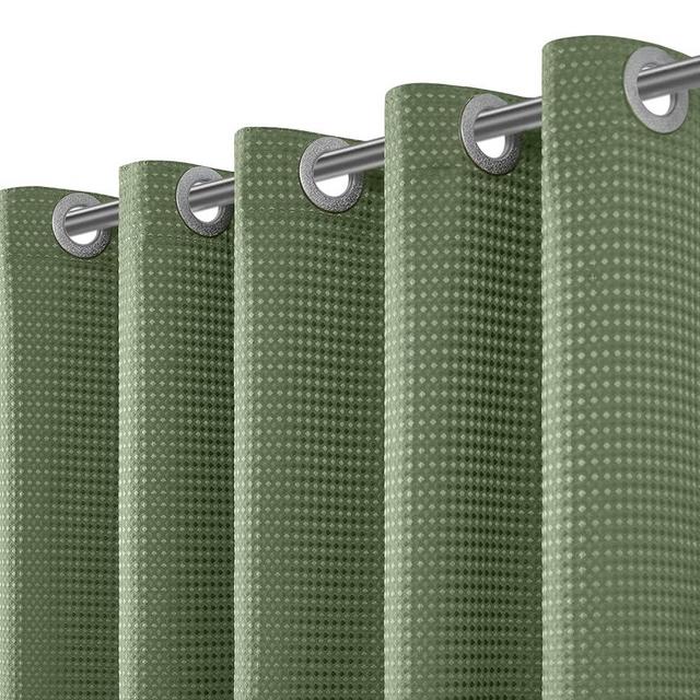 jinchan No Hook Waffle Shower Curtain Waterproof Fabric Shower Curtain for Bathroom Modern Hotel Honeycomb Textured Bath Curtain Machine Washable Olive Green 70x72