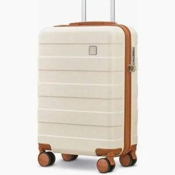 LIGHT FLIGHT Carry On Luggage 22x14x9 Airline Approved, Durable Hard Shell Carry On Suitcases with Wheels, Expandable Hardside Lightweight Travel Luggage with TSA Lock, Beige and Brown