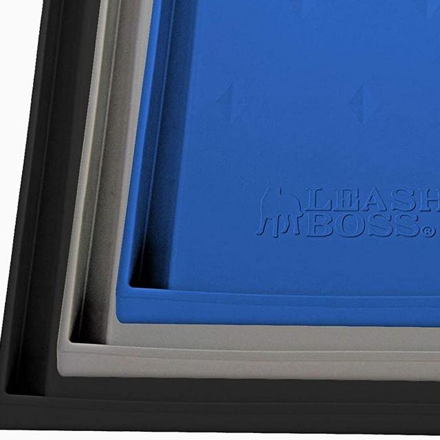 Leashboss Splash Mat Dog Food Mat with Tall Lip, M/L (20"x13"), XL (25”x17”) or XXL (30"x22") Dog Bowl Mat for Food and Water, Non Slip Waterproof Silicone Pet Food Mat for Dogs and Cats