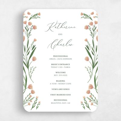 Pink Rounded Wedding Program - Pemberton