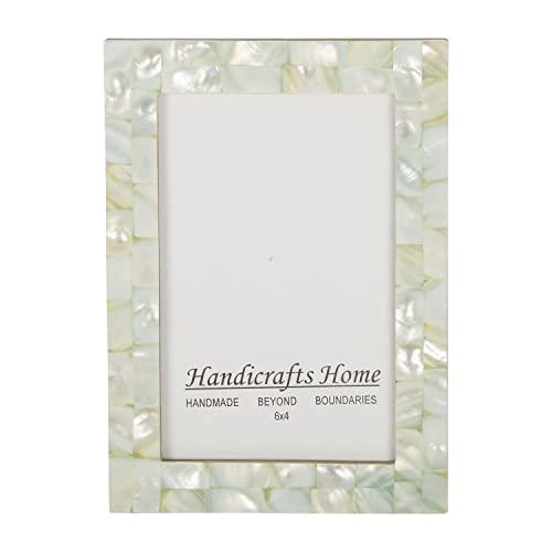 Picture Frames Chic Photo Frame Mother of Pearl Handmade Vintage 4x6 Green
