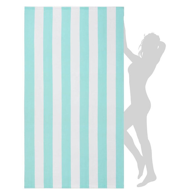 WILFA Extra Large Beach Towel - Oversized Mircofiber Towel 40'' x 70'', XL Striped Lightweight Pool Towel, Big Cabana Swim Travel Towel for Adults Mens Women,Aqua