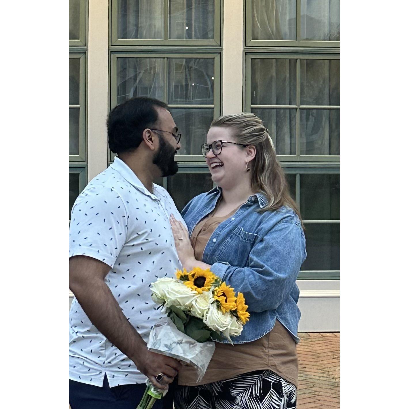 The Proposal! On Eid, a night Kelsey never would have expected, in Williamsburg with nearly all their family present! (Sorry Sana, next time we get engaged, you can be there).