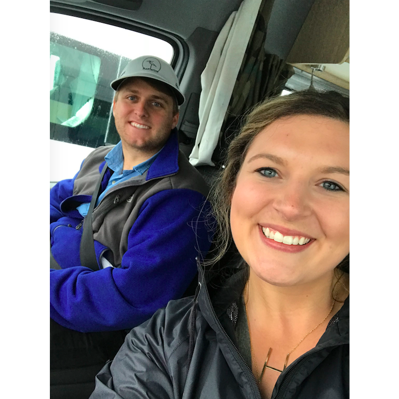 Leaving the lot in our Camper Van in New Zealand!