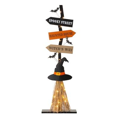 Glitzhome  3.47-ft Lighted Witch Free Standing Decoration Porch Sign