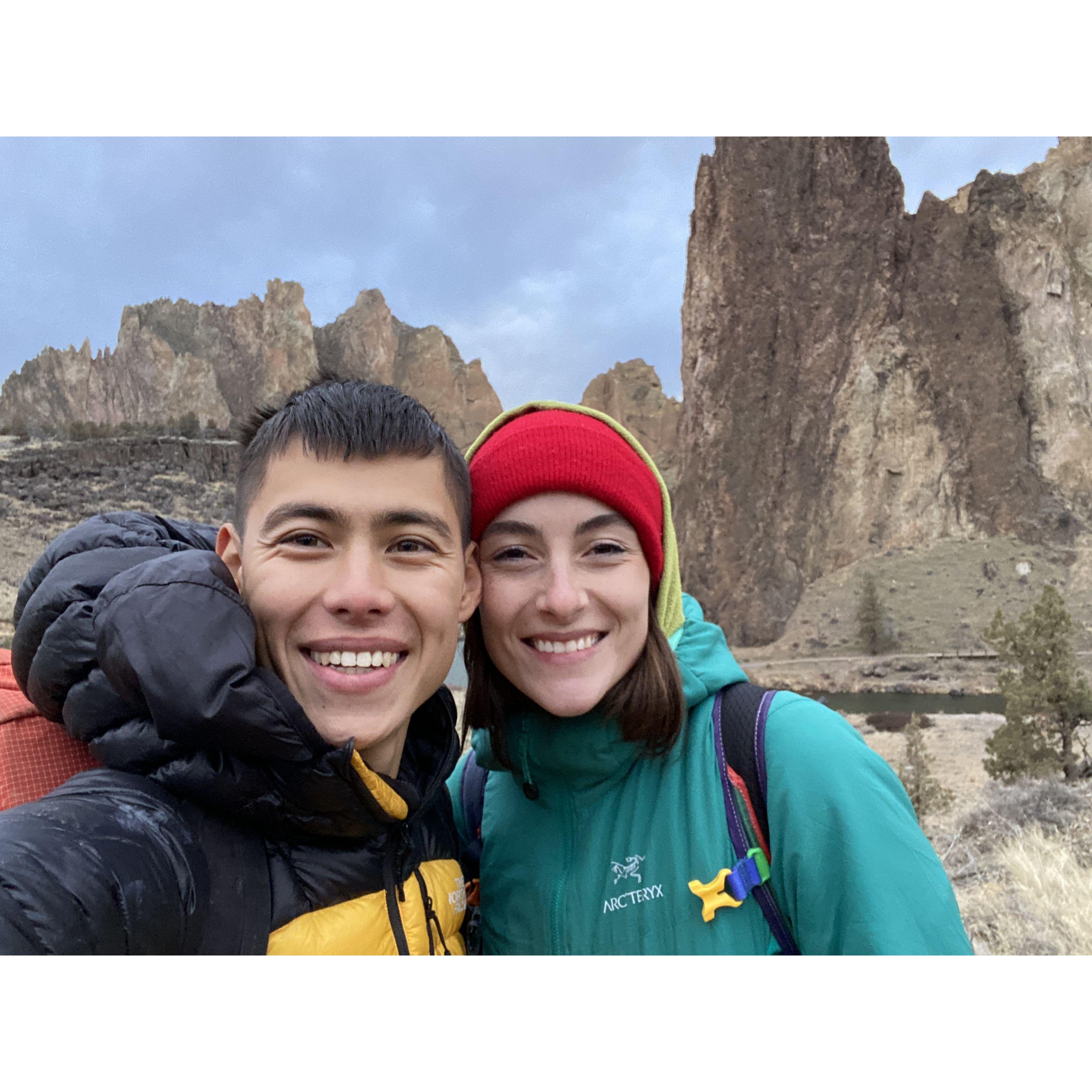 Em's first sport route in Smith Rock