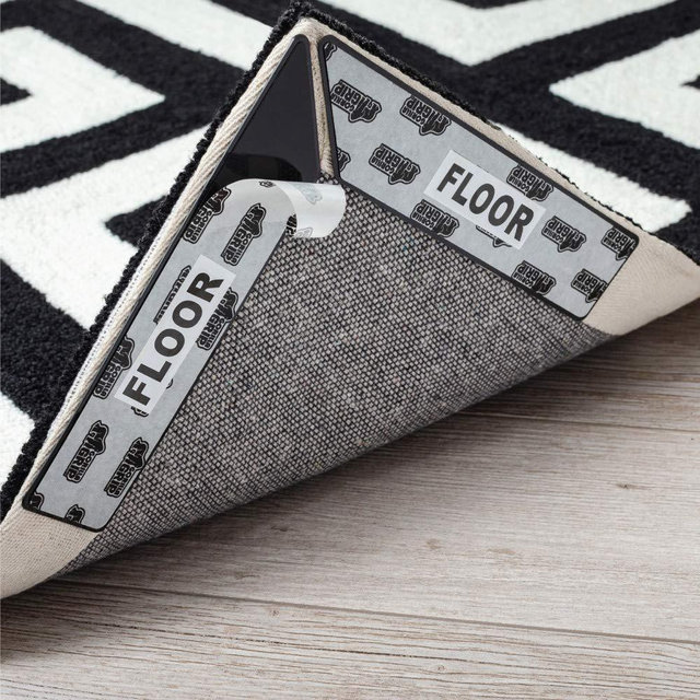 Gorilla Grip Premium Rug Corner and Side Grippers for Hard Floors, Patent Pending, 8 Piece, Anti Curl Reusable Gripper Corners Fit Seamlessly to Rugs Edge, Dual Sided Pads Help Stop Carpets Curling