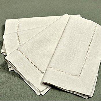 Flax by Flax (30%Linen,70% cotton) Unique Designer Premium Hemstitched Dinner Napkins 20x20, Natural Color With Rustic Linen Look Offered By Linen Clubs (SET of 12 PIECES)