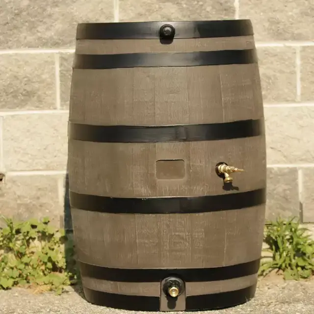 Flat-Back Rain Barrel Color: Woodgrain
