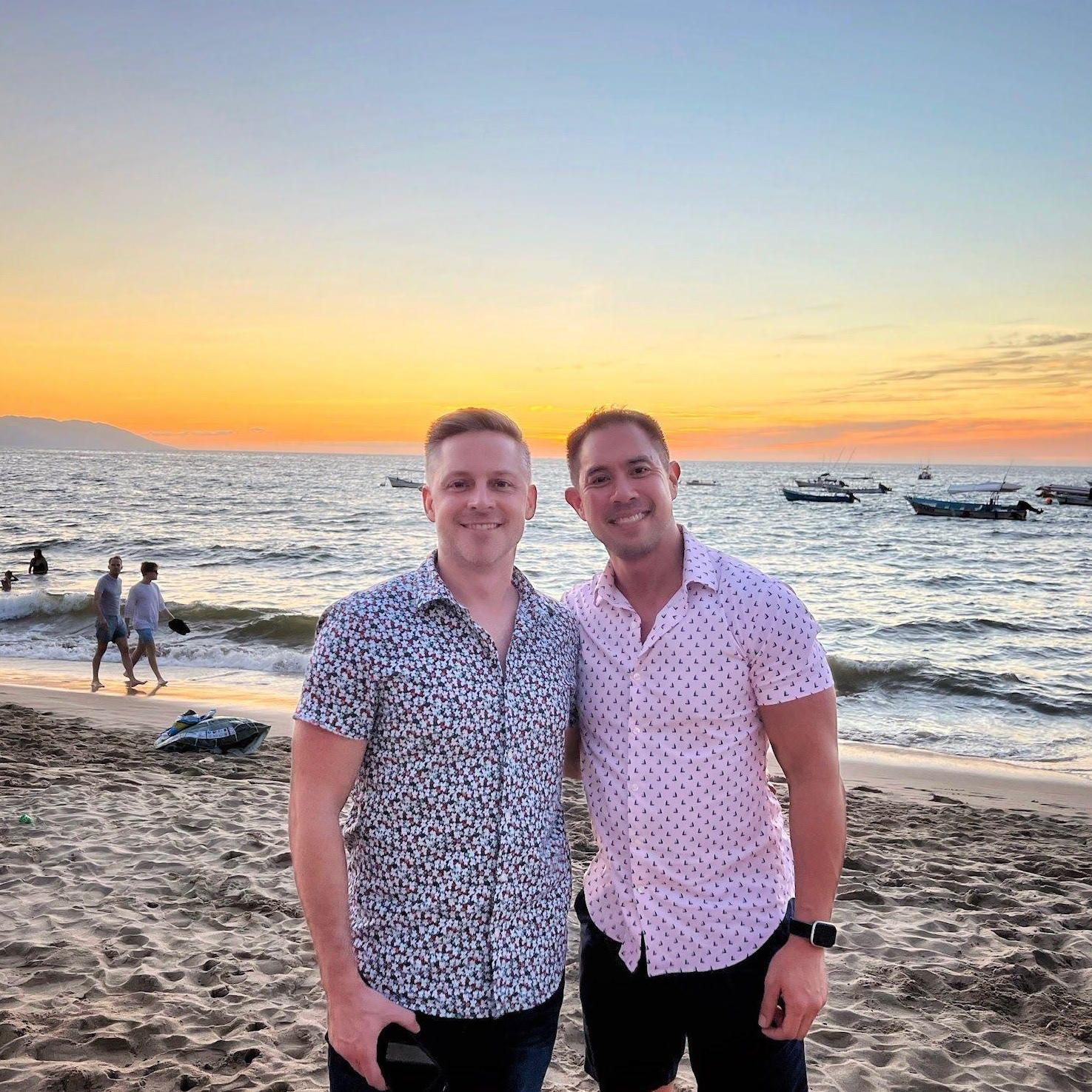 Dinner at La Palapa in Puerto Vallarta, Mexico, before Dennis proposed to Greg.