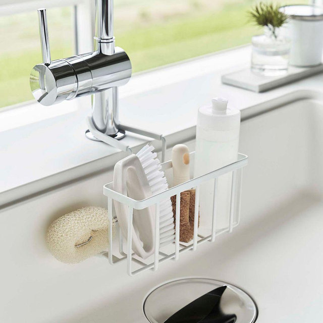 Yamazaki Faucet-Hanging Sponge Caddy, White