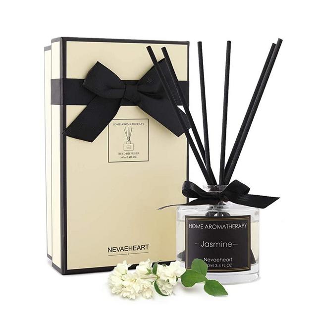 NEVAEHEART Reed Diffuser | 3.4oz(100ml) Jasmine Scented Reed Diffuser Set | Oil Diffuser & Scented Sticks | Room Freshener Home Decor & Office Decor | Room Fragrance Reed Diffuser Set with Gift Box