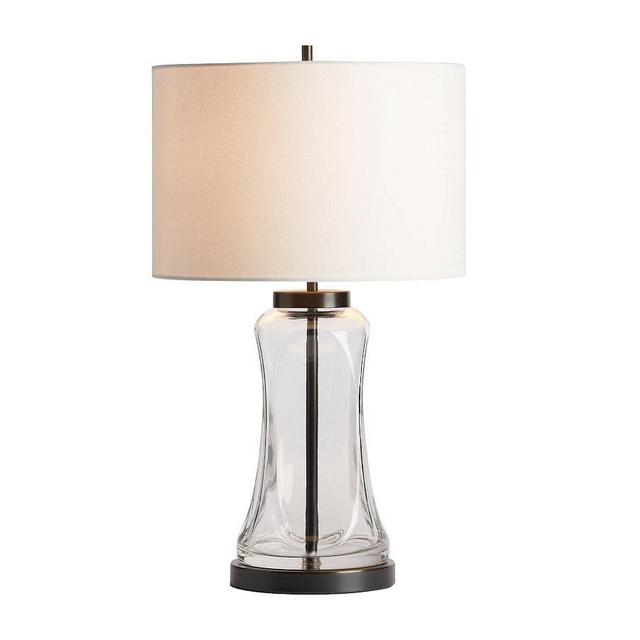 Berkeley USB Table Lamp, Small, Bronze & Clear Glass Base With Medium Gallery SS Shade, White