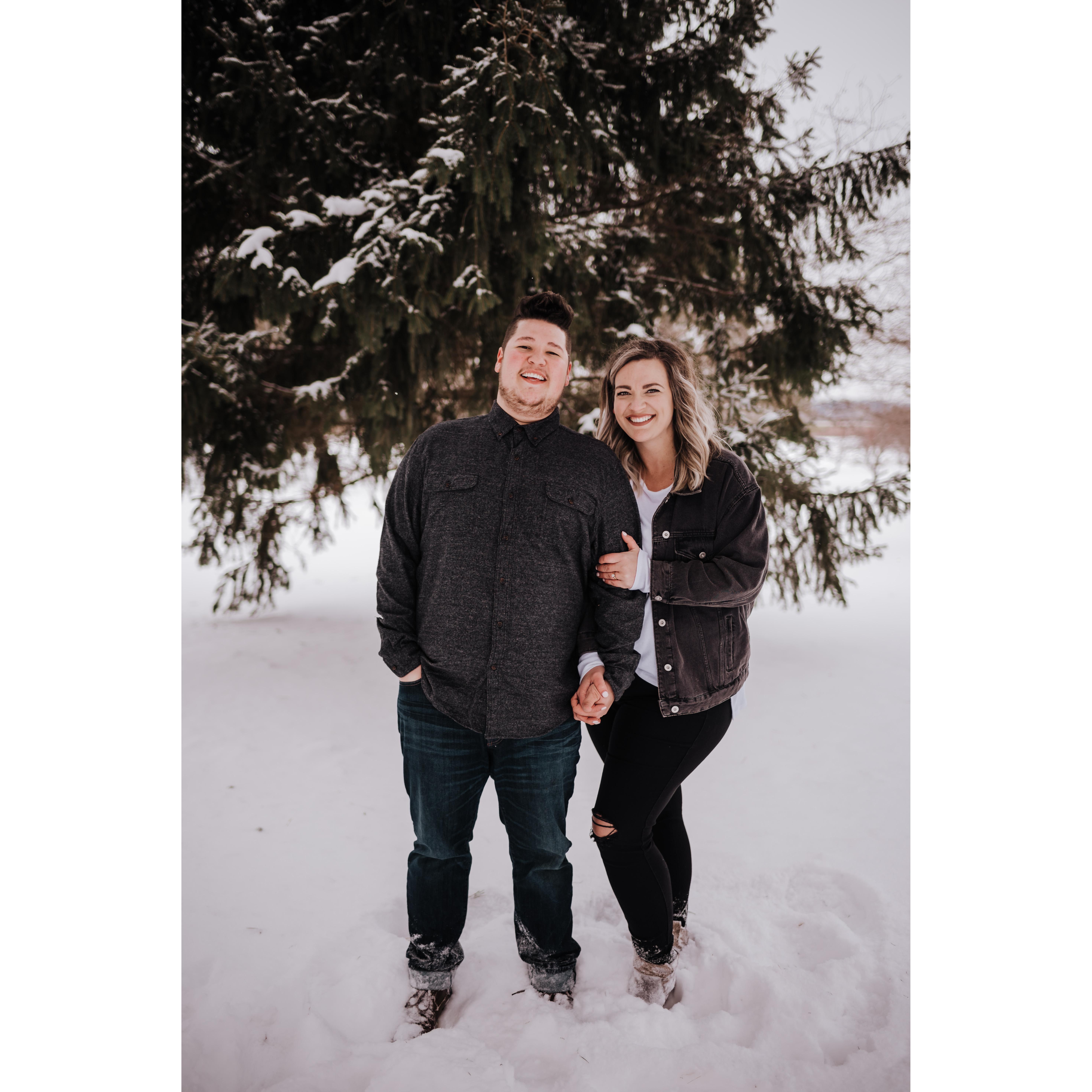 Snow session with our photographer to celebrate our engagement