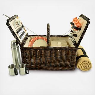 2-Person Willow Picnic Hamper with Blanket & Coffee Set