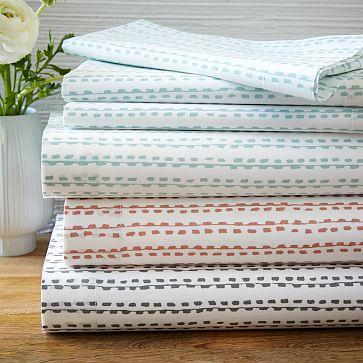 Organic Hand Drawn Stripe Sheet Set-Gray-King