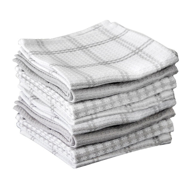 T-fal Coordinating Flat Waffle Weave Dish Cloth, Eight Pack, Gray
